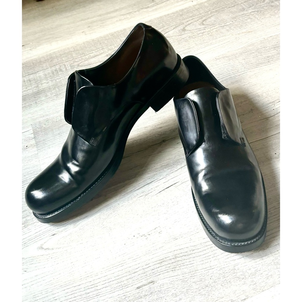 Jil Sander Women’s Oxford black shoe leather slide on round toe, Size 7, 38